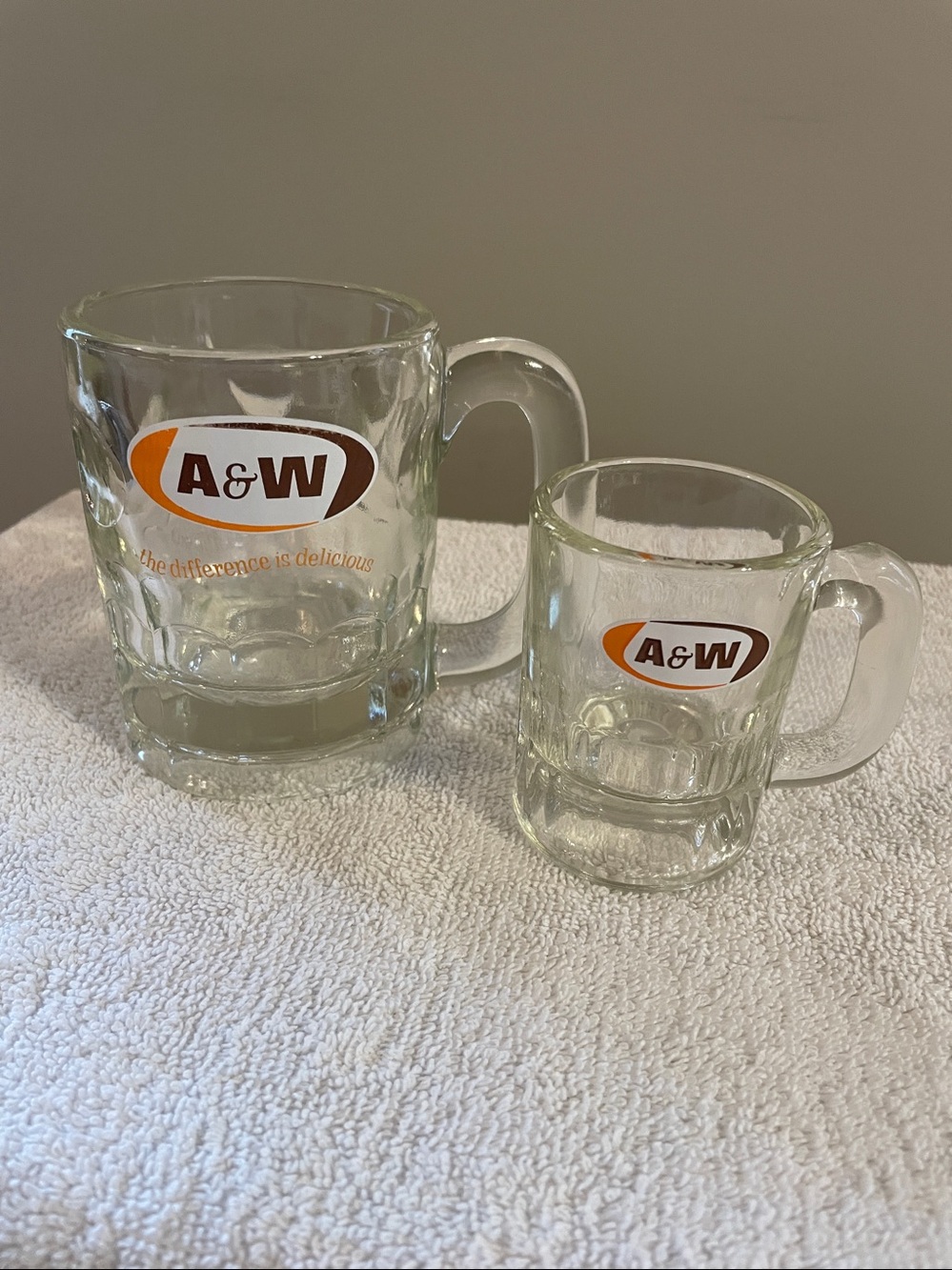 Vintage A&W Root Beer Clear Glass Mugs 1970s 1980s